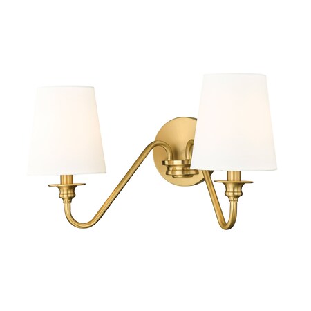 Z-Lite Gianna Wall Sconce, 2-Light, 20 In.W x 8.5 In.L x 9.75 In.H, Modern Gold/White 7509-2S-MGLD